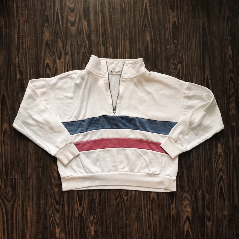 striped quarter-zip sweater